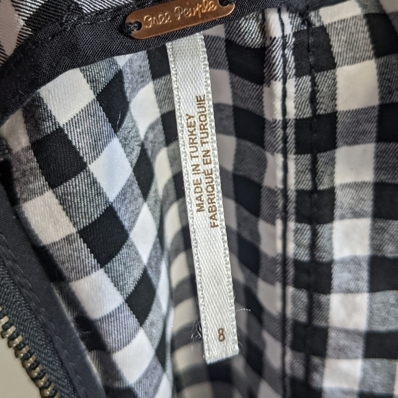 Free People Black And White Gingham Mini Skirt Stretch Cotton 8 Retro Twee - Picture 12 of 17